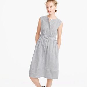 J. Crew Sleeveless Shirting Stripe Poplin Midi Dress